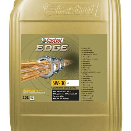 Castrol Edge 5W30 LL Fully Synthetic Long Life Engine Oil VW 504 / 507 20 Litres 20 L